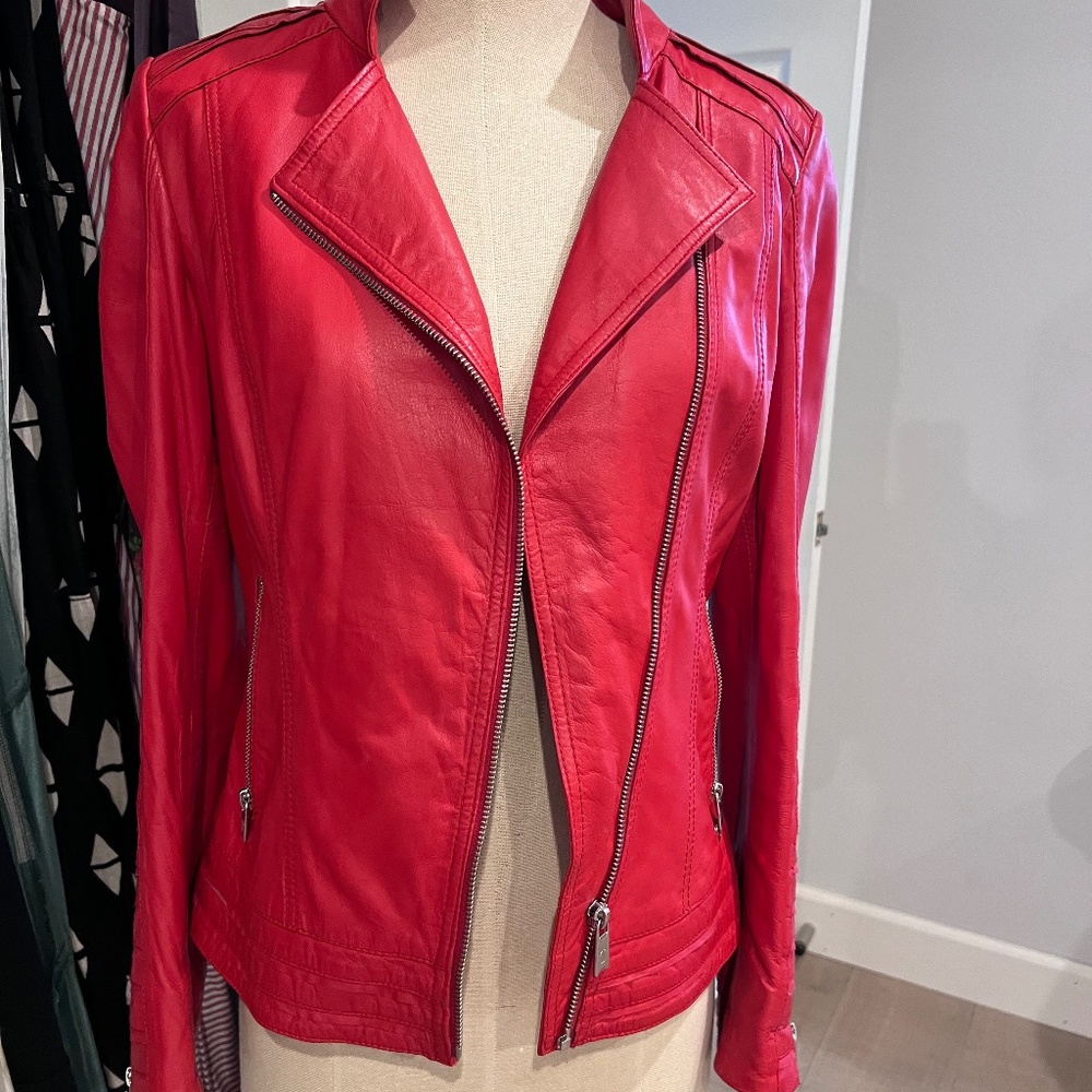 Torras red leather jacket